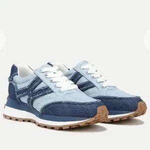 Veronica Beard Valentina 2 Denim Low Top Sneakers